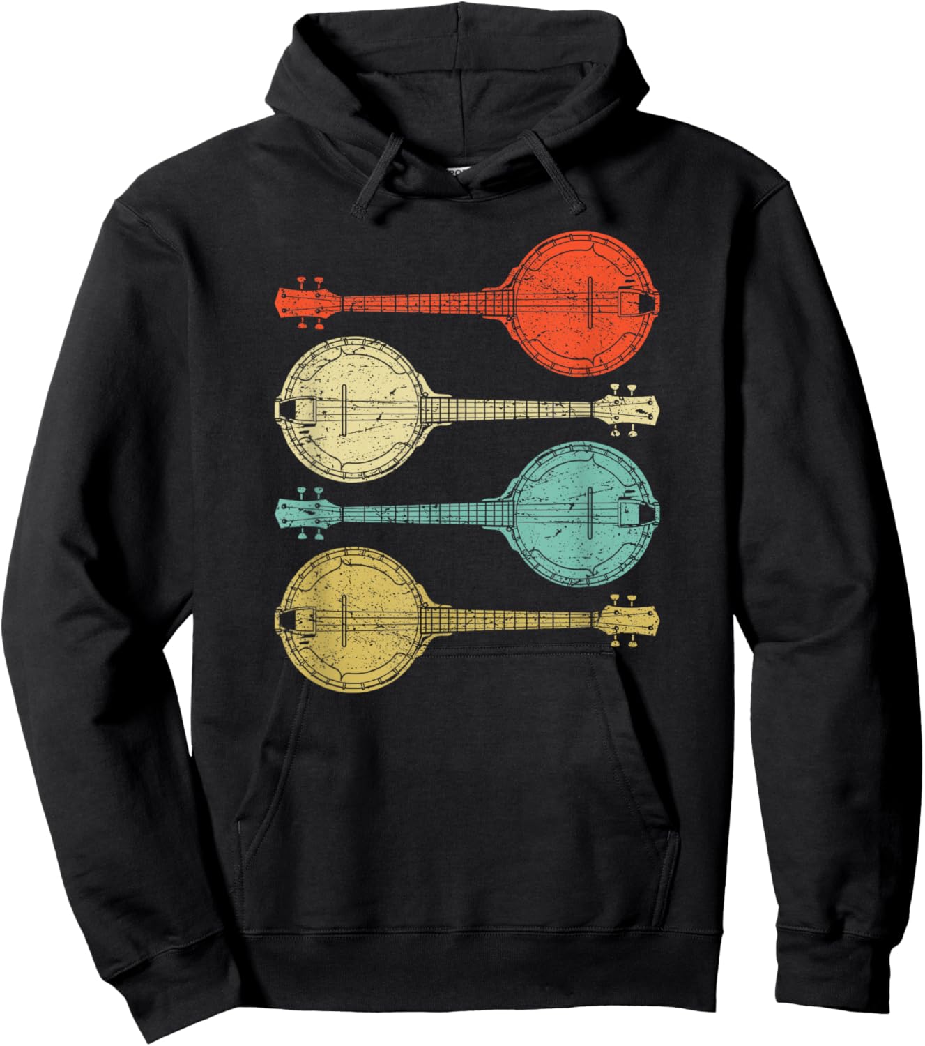 Vintage Banjo Retro Banjo Gift Country Bluegrass music Hoodie - Hoodie | Black