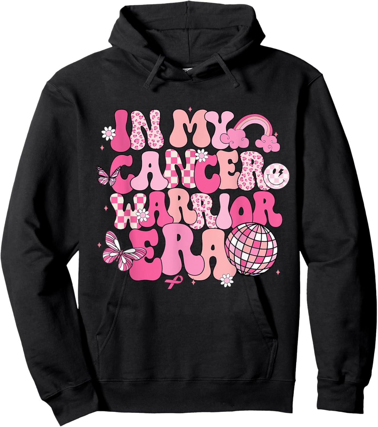 Groovy In My Cancer Warrior Era Breast Cancer Awareness Hoodie - Hoodie | Black