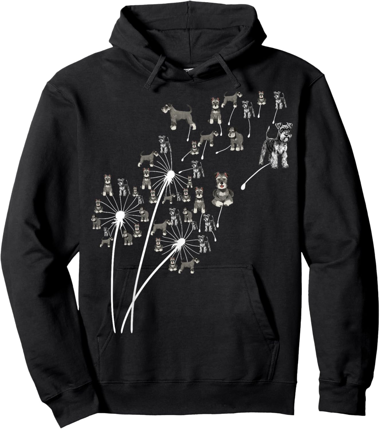 Dandelion Schnauzer Flower, Floral Miniature Schnauzer Tree Hoodie - Hoodie | Black