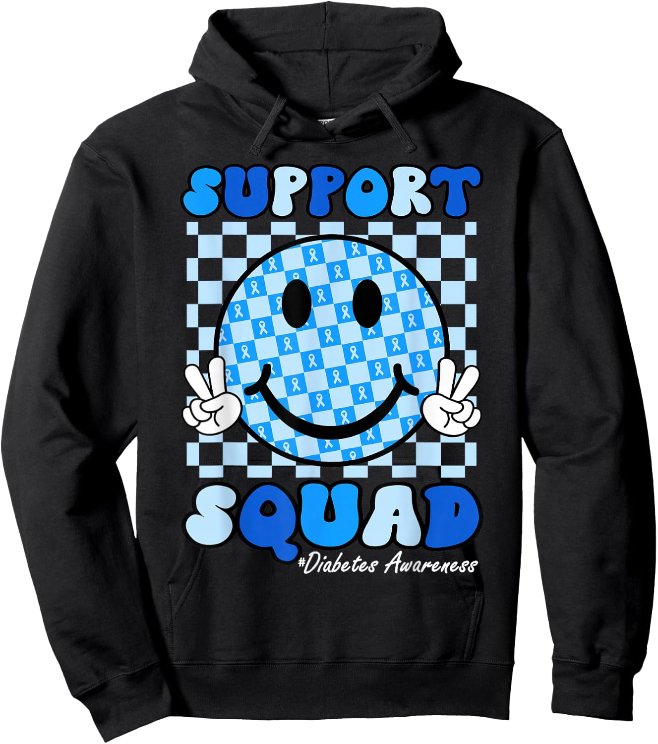 In November We Wear Blue Diabetes Awareness Support Squad Hoodie - Hoodie | Black