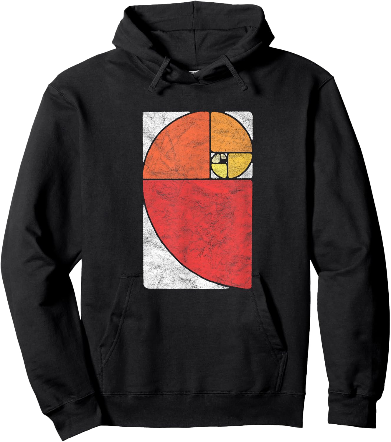 Vintage Fibonacci Sequence Golden Ratio Spiral Distressed Hoodie - Hoodie | Black