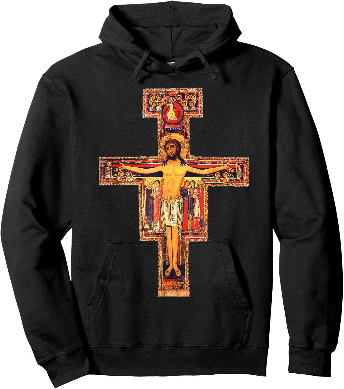 San Damiano Catholic Saint Cross Hoodie - Hoodie | Black