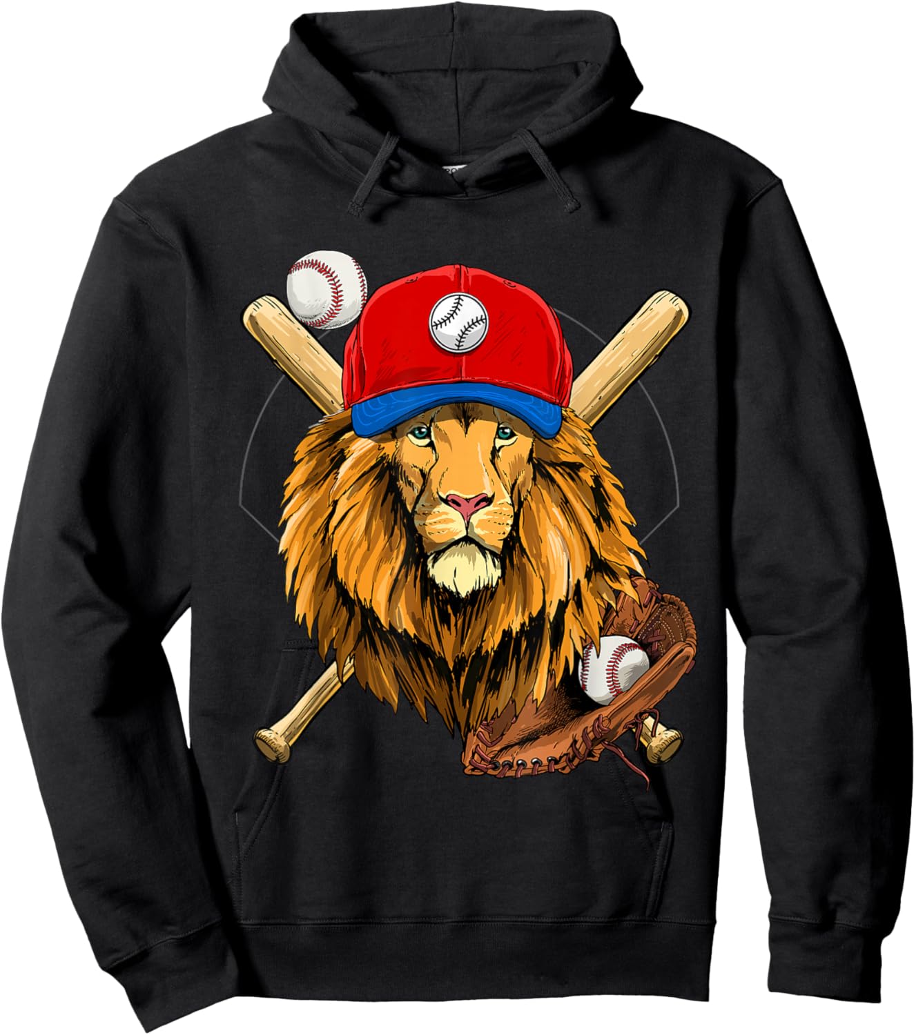 Baseball Player Lion Lover Pitcher Catcher Baseball Coaches Hoodie - Hoodie | Black