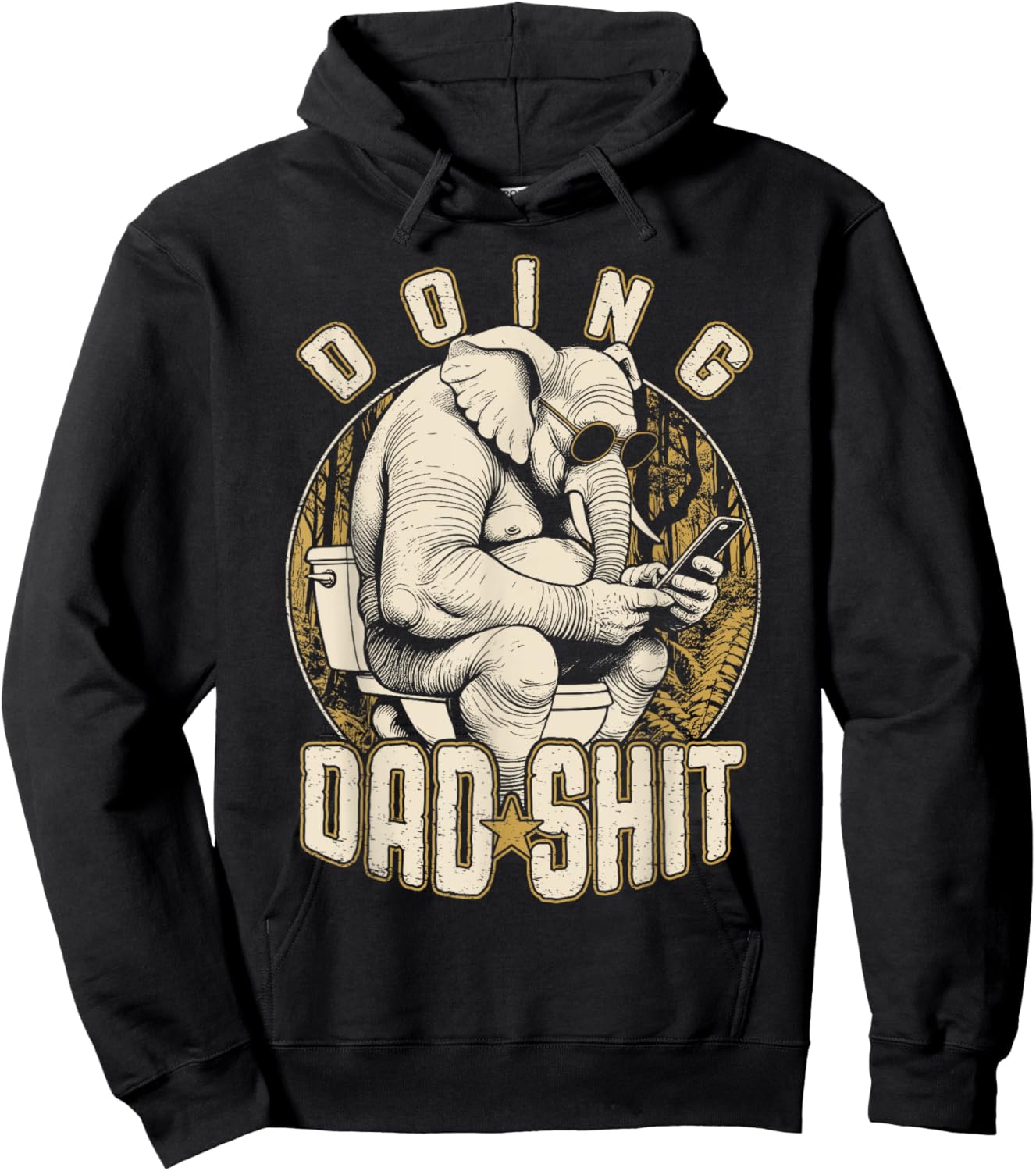 Doing Dad Shit Funny Fathers Day Elephant Toilet Vintage Hoodie - Hoodie | Black