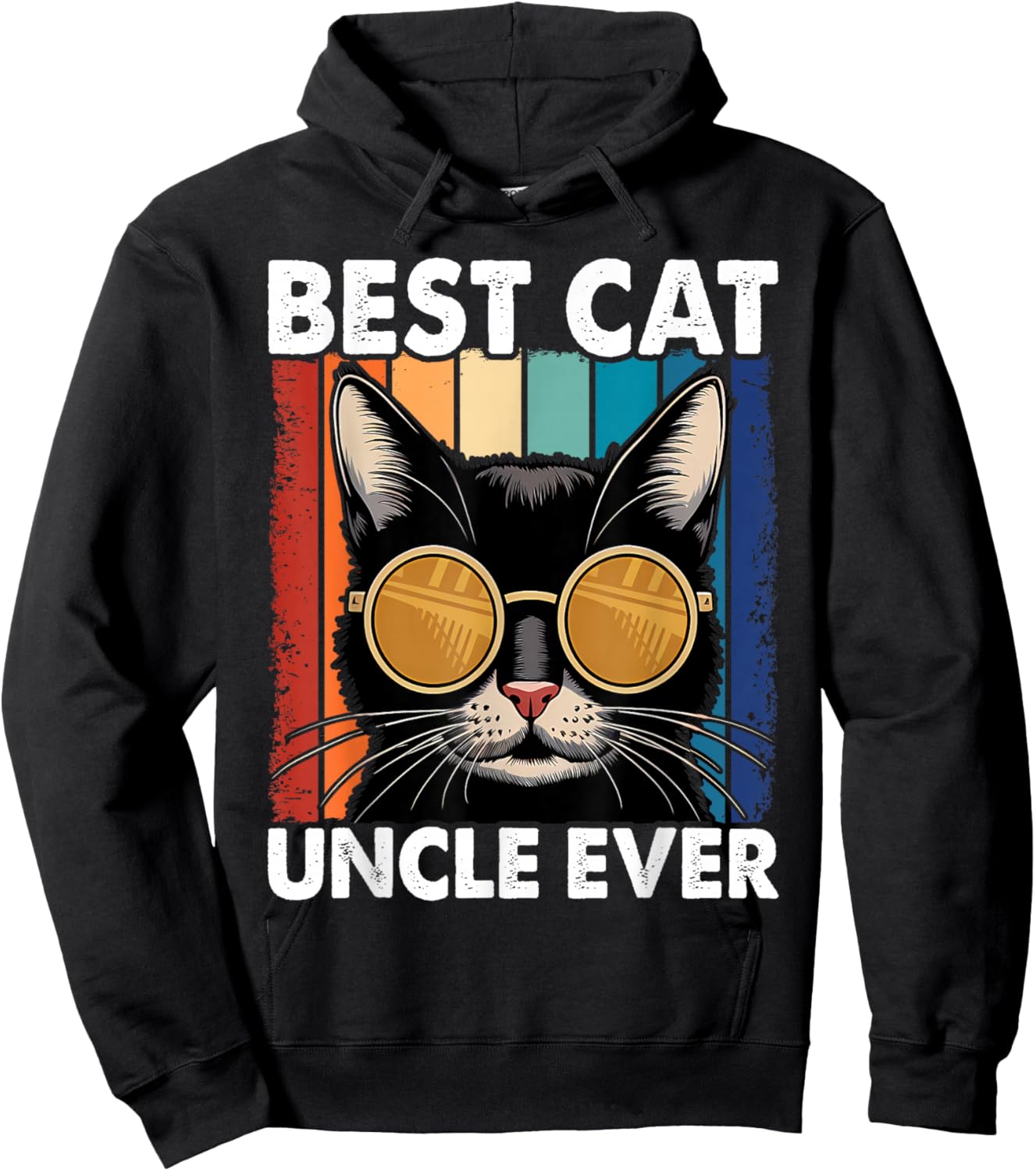 Best Cat Uncle Ever Men Cat Lover Black Cat Themed Funny Cat Hoodie - Hoodie | Black