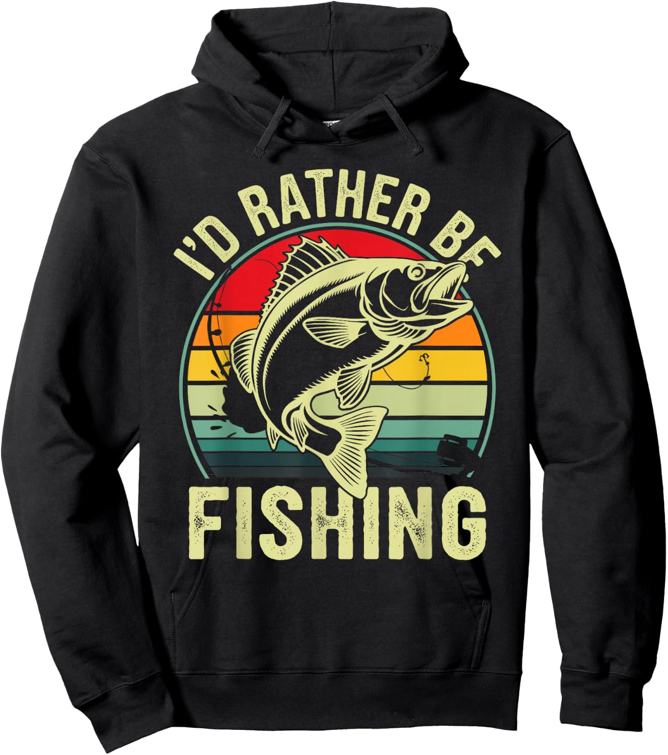 I'd Rather Be Fishing Retro Vintage Outdoor Fisherman Hoodie - Hoodie | Black