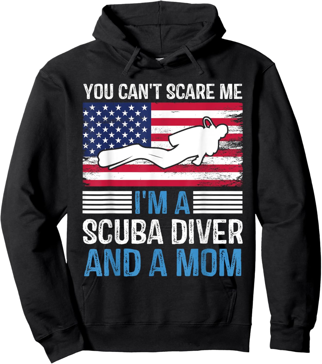 Divers Scuba Diving Mask Snorkel Fins American Flag USA Women Kids Men Hoodie - Hoodie | Black