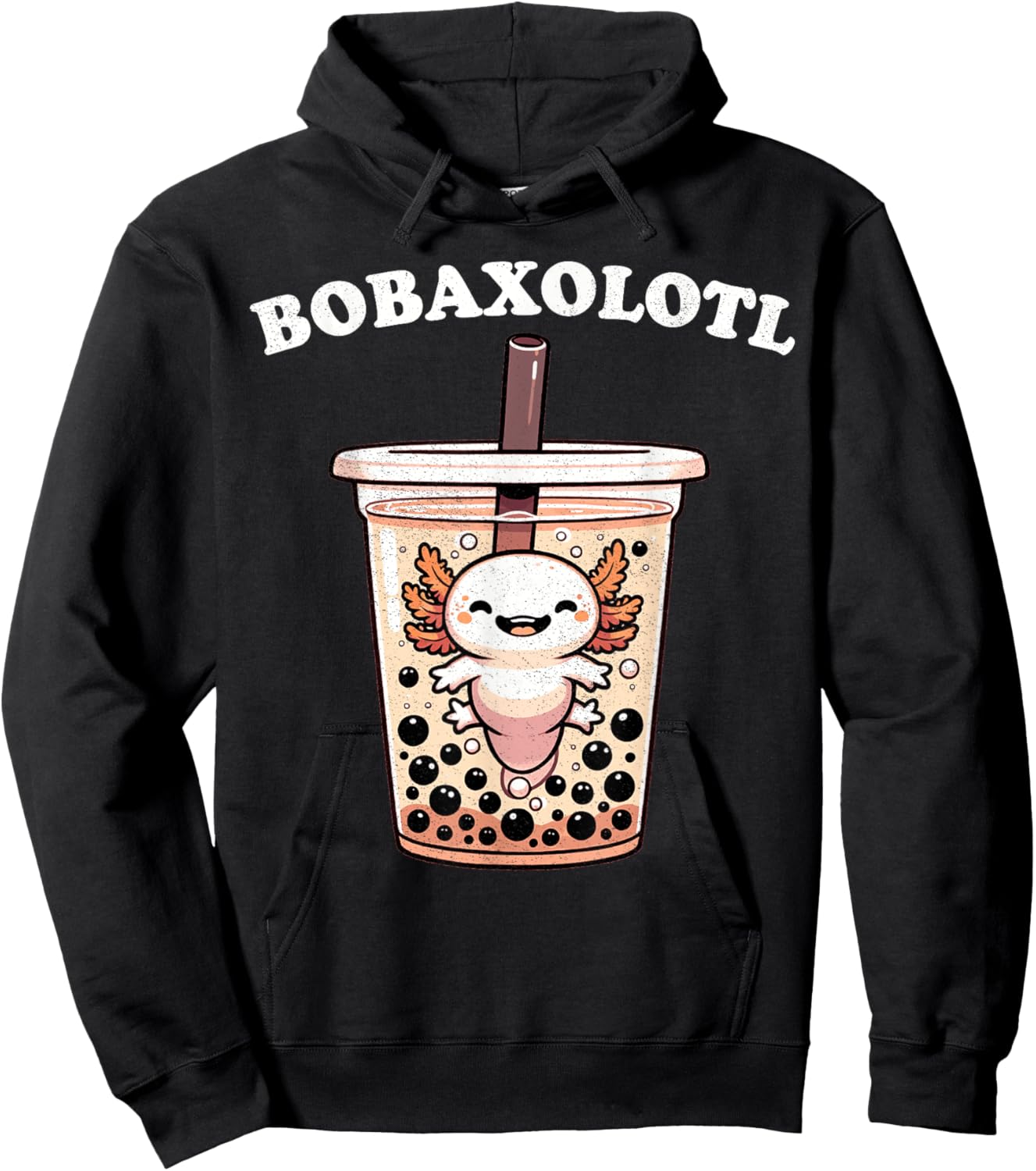 Axolotl Boba Tea Bubble Tea Milk Tea Anime Axolotl Funny Hoodie - Hoodie | Black