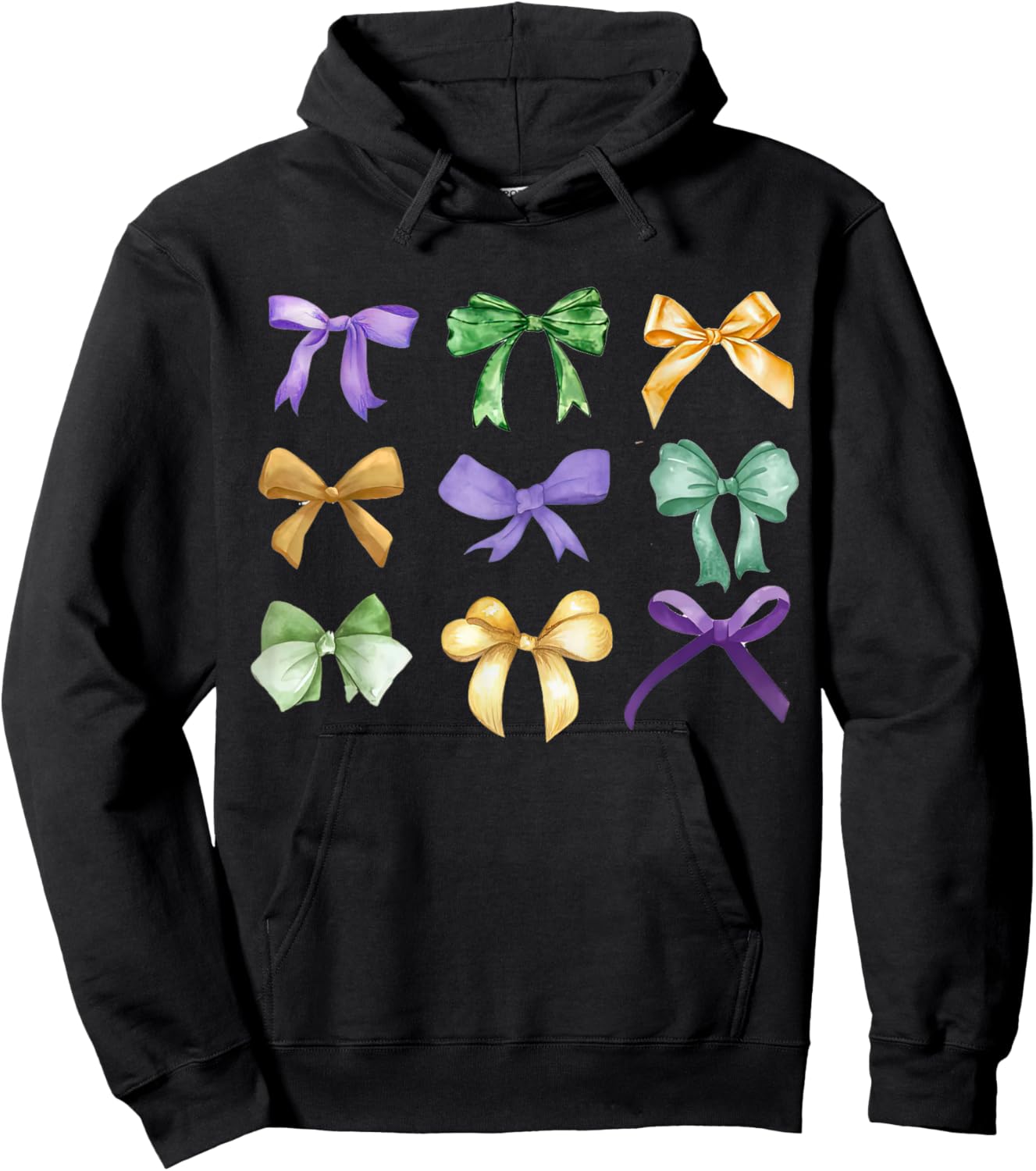 Retro Mardi Gras Coquette Bow Louisiana New Orleans Costume , Black, Short Sleeve, Size S Hoodie - Hoodie | Black
