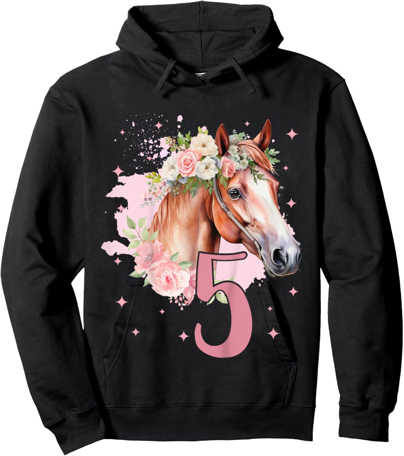 5th Birthday Horse Girl 5 Years Five Finally 5 Birthday Hoodie - Hoodie | Black