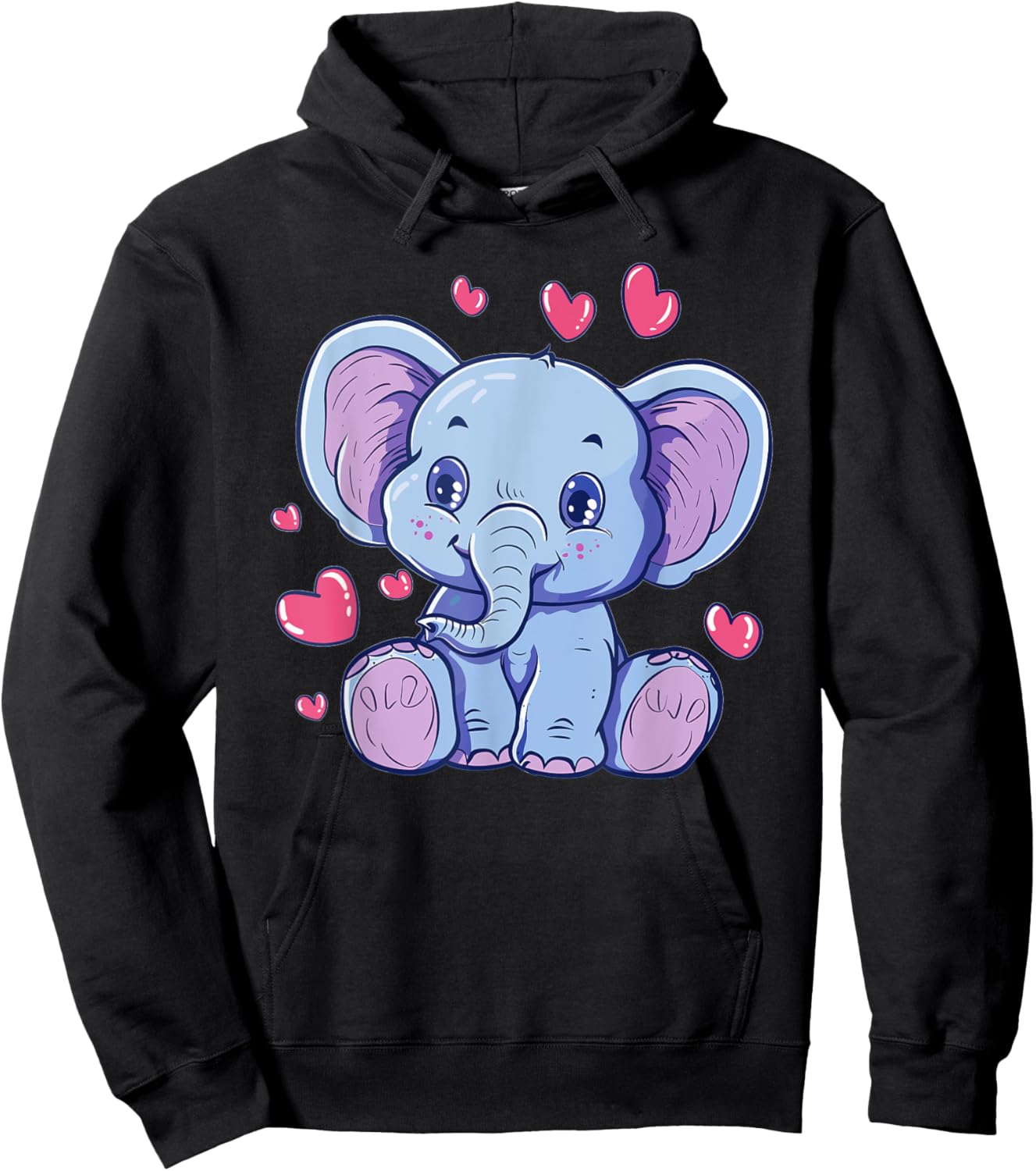 Cute Elephant With Hearts I Kids Elephant Hoodie - Hoodie | Black