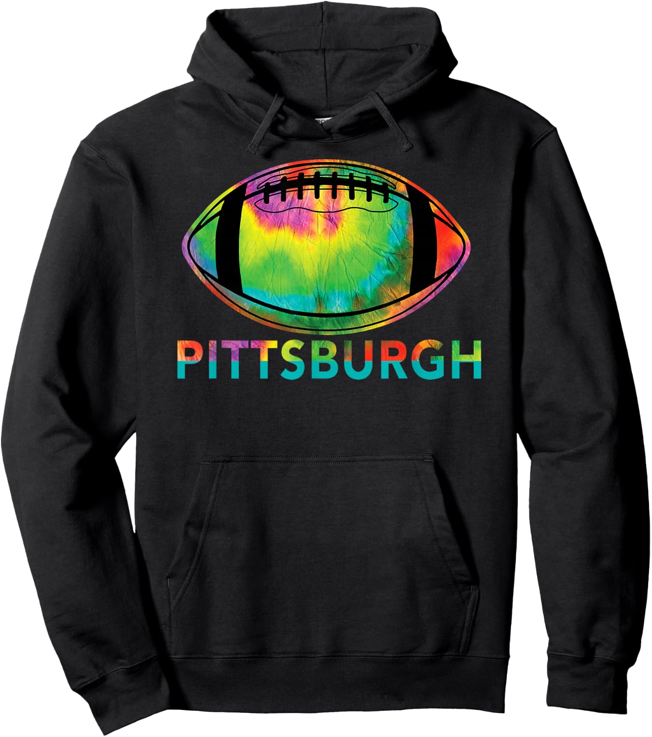 Tie Dye Cool Football Design Apparel Pittsburgh Hoodie - Hoodie | Black