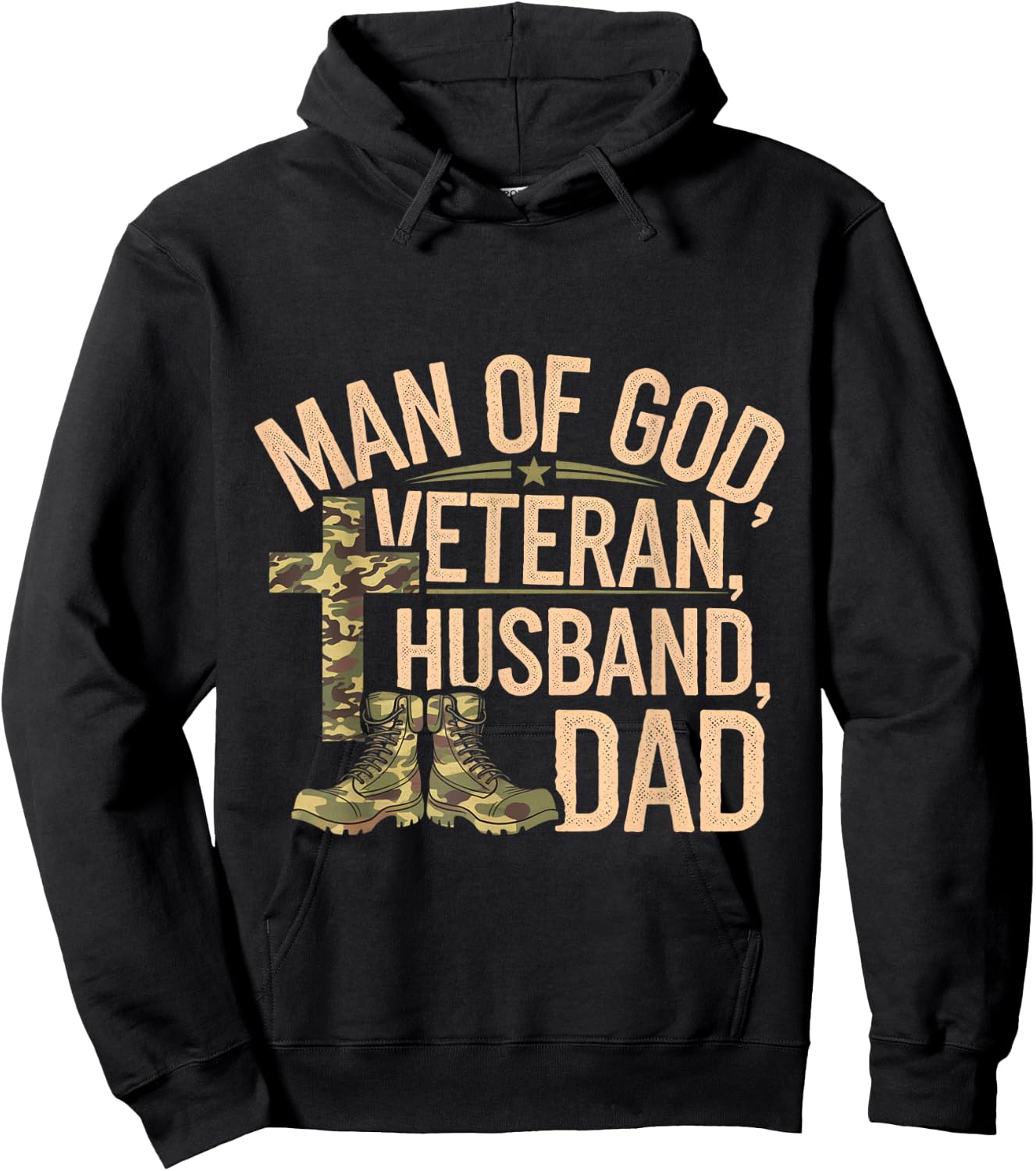 Man Of God Veteran Husband Dad Christian Jesus Camouflage Hoodie - Hoodie | Black