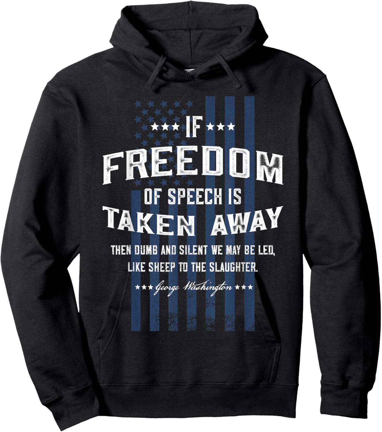 Freedom of Speech Military Patriotic American Flag Hoodie - Hoodie | Black
