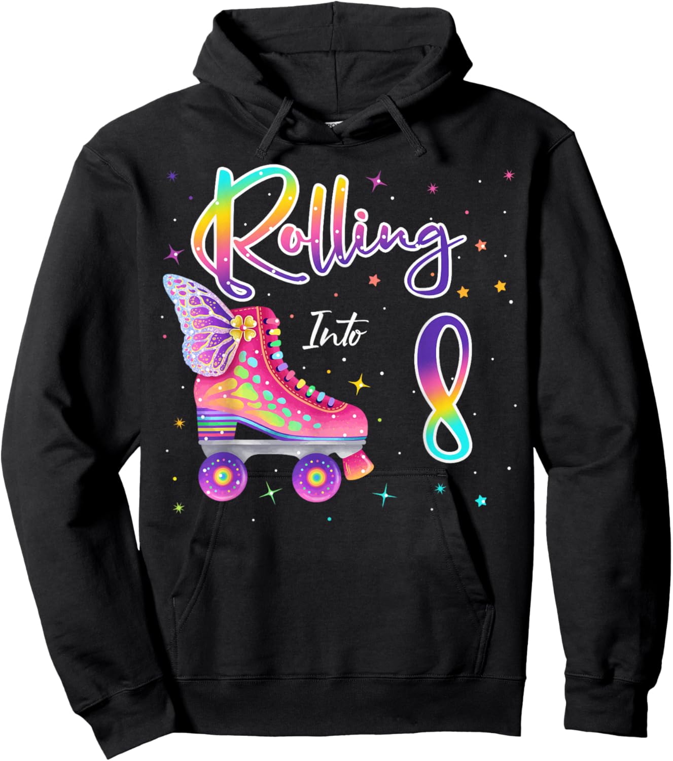 Rolling Into 8 years. Lets Roll I'm Turning 8 Roller Skates Hoodie - Hoodie | Black