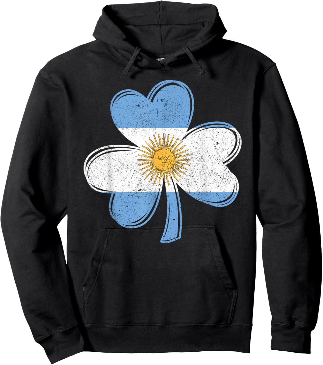 Argentina Flag Shamrock Irish Patriotic Patricks Day Retro Hoodie - Hoodie | Black