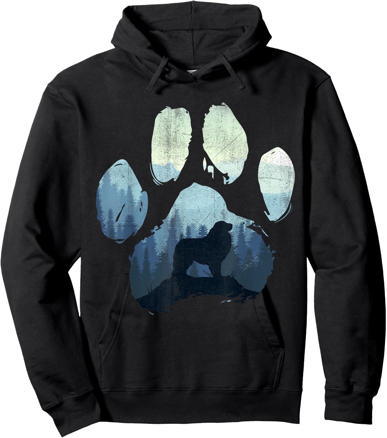 Great Pyrenees Dog Paw Mom Dad Mountains Hoodie - Hoodie | Black