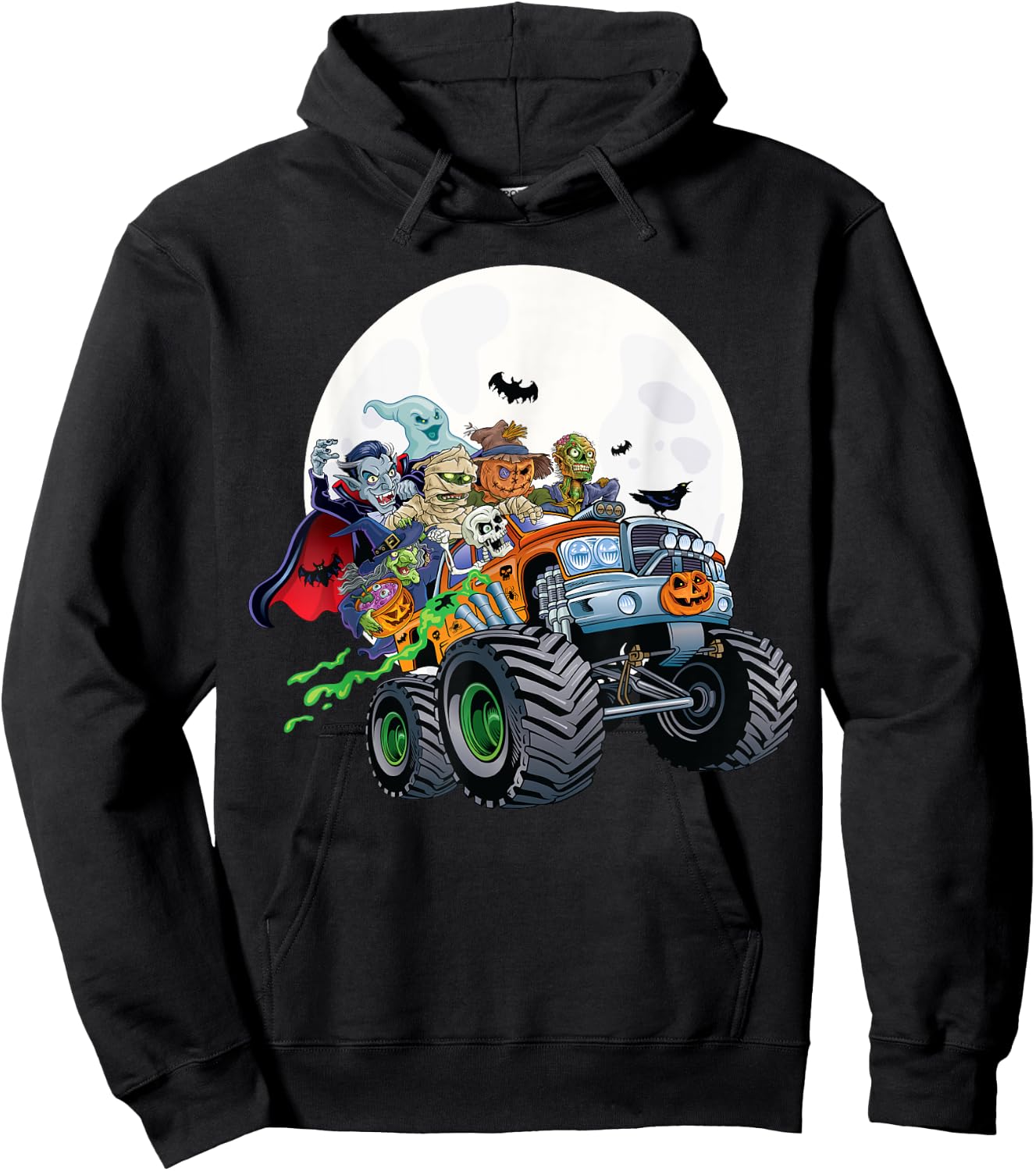 Halloween Skeleton Zombie Monster Truck Vampire Boys Kids Hoodie - Hoodie | Black
