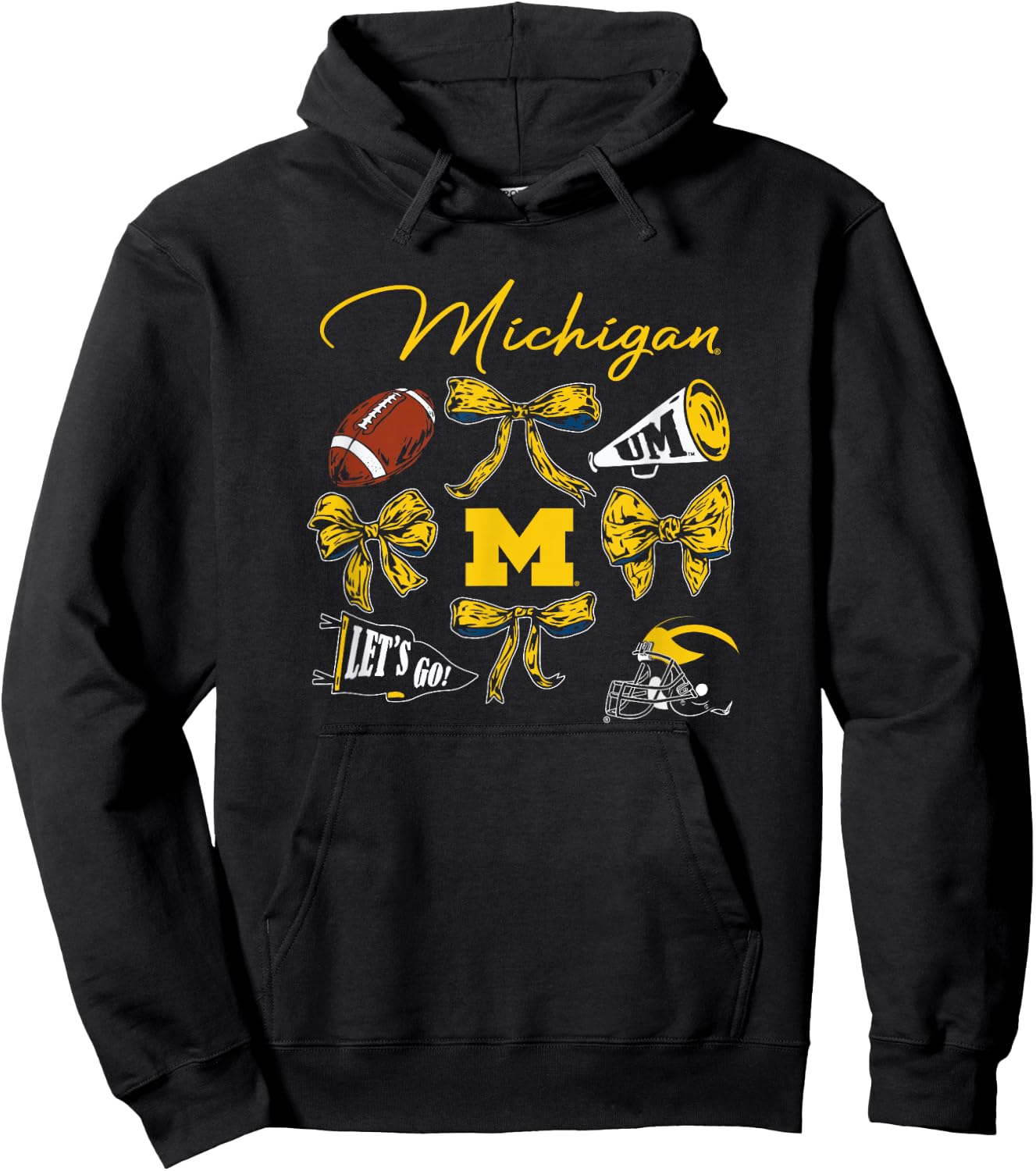 Michigan Wolverines Football Bow Navy Officially Licensed Hoodie - Hoodie | Black