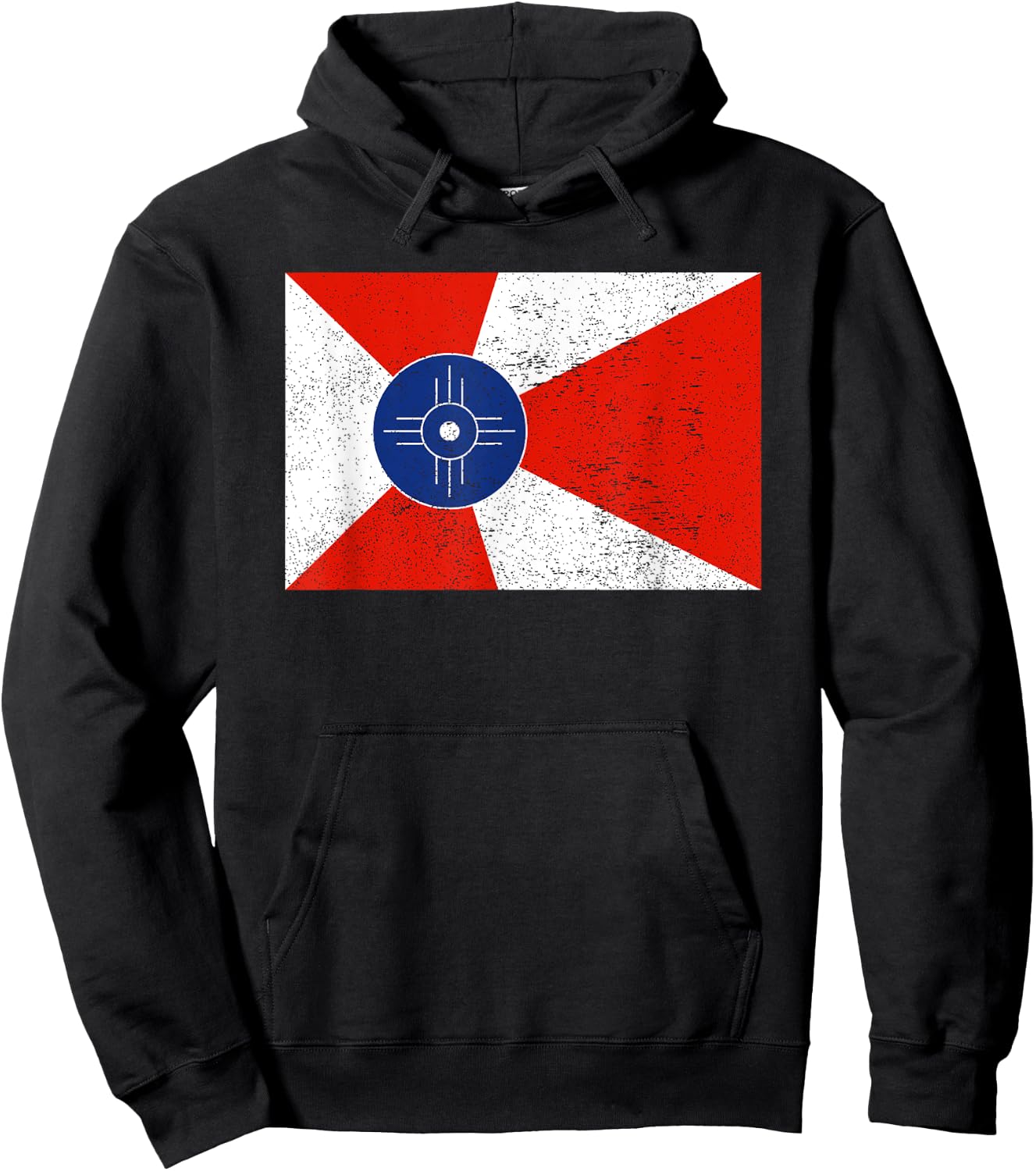 Retro Vintage Distressed Wichita Flag Kansas Home Pride Hoodie - Hoodie | Black