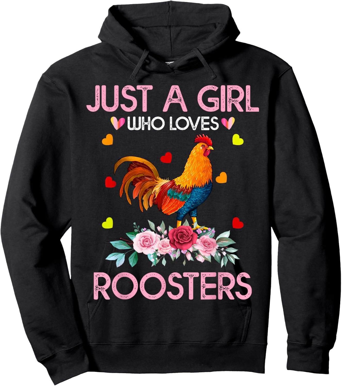 Rooster Kids, Just A Girl Who Loves Roosters Hoodie - Hoodie | Black