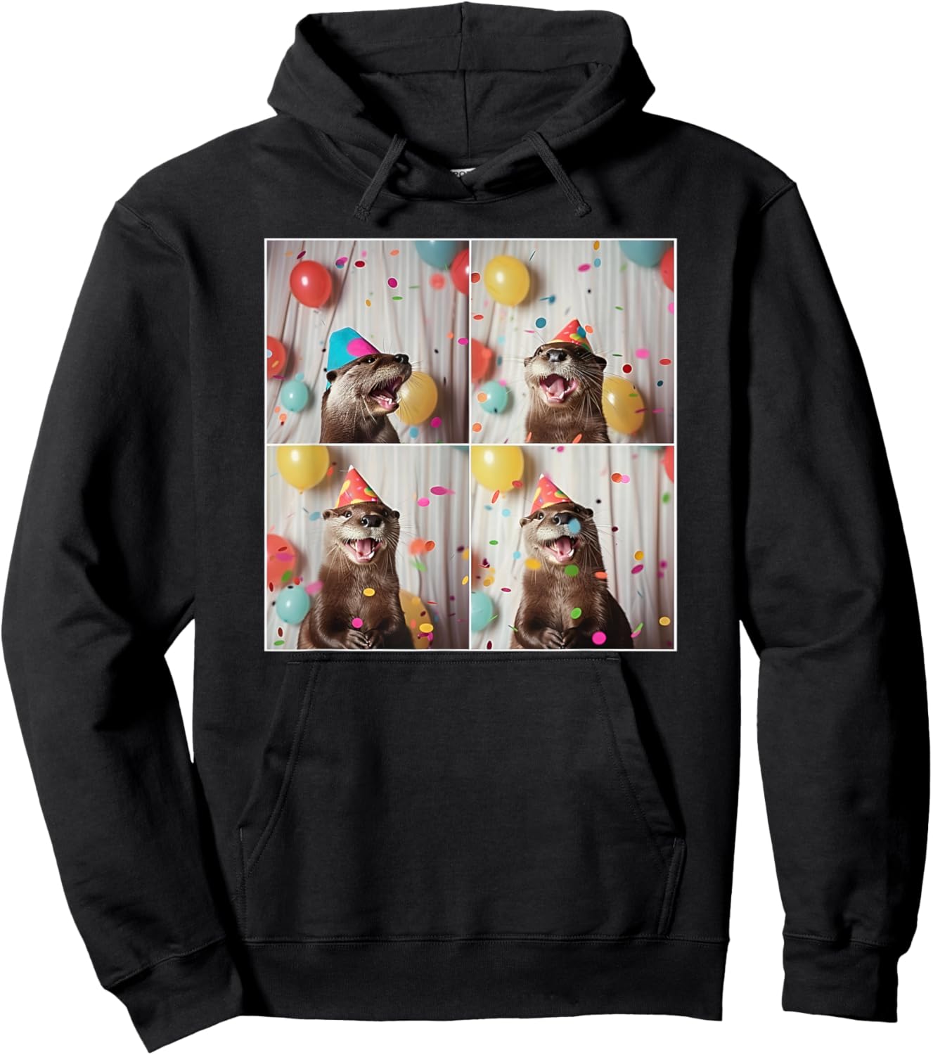 Cute Otter Face River Animal Colorful Sea Otter Birthday Hoodie - Hoodie | Black