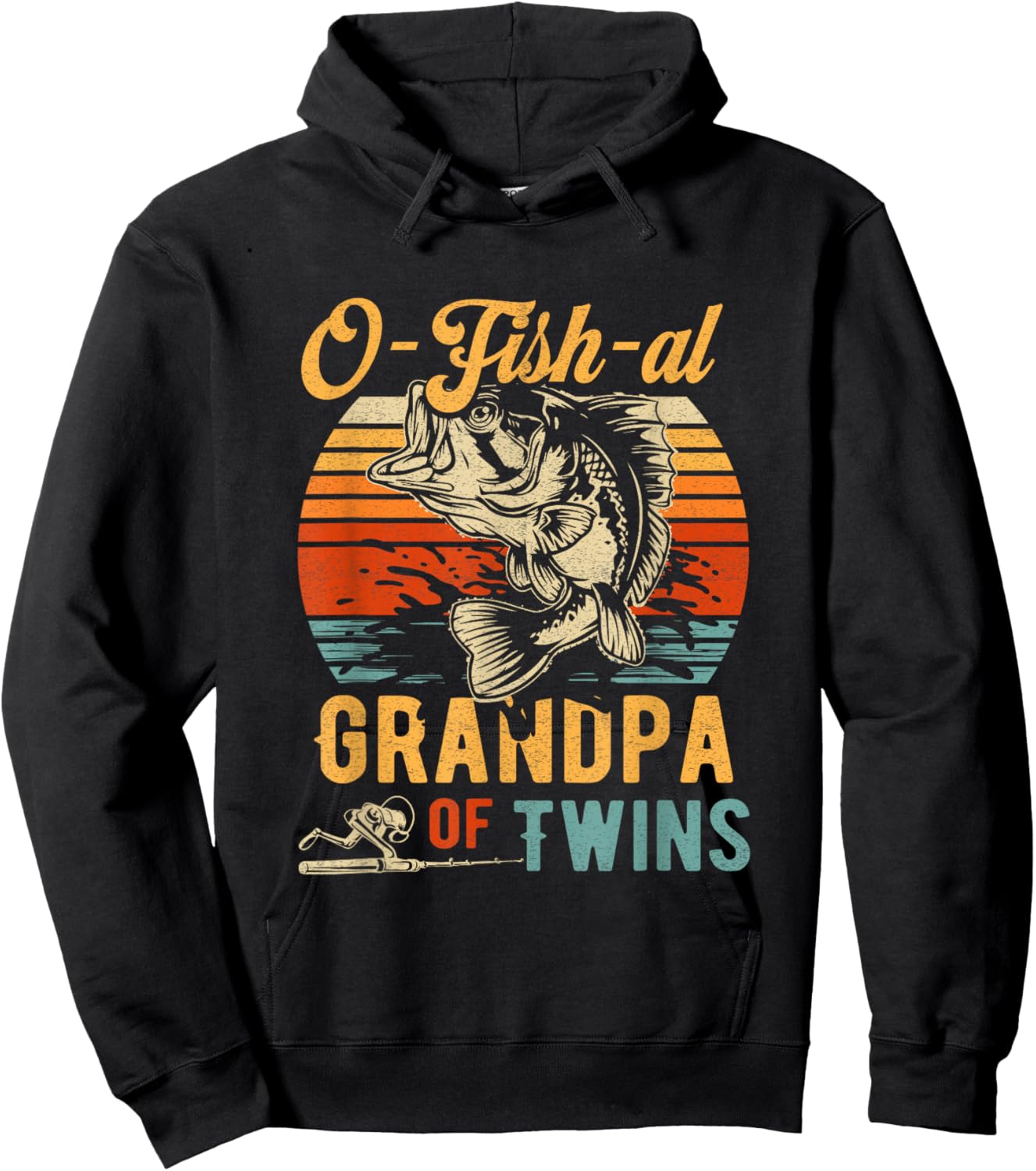 O Fish Al Grandpa Twins Baby Announcement Fishing Fisherman Hoodie - Hoodie | Black