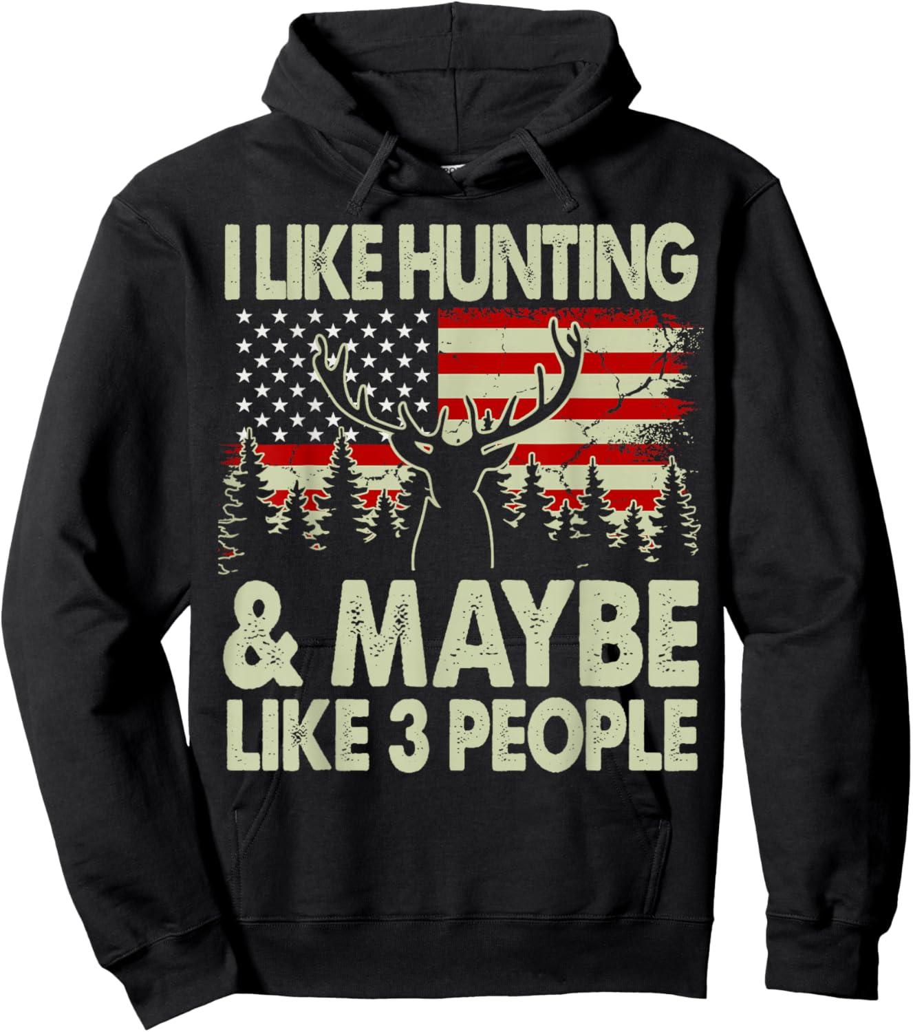 Funny Like Deer Hunting Maybe Like 3 People Dad Hunter Gift Hoodie - Hoodie | Black