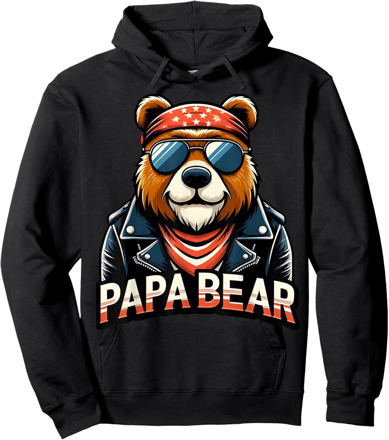 Papa Bear Shirt Fathers Day Gift Patriotic Proud Best Dad Hoodie - Hoodie | Black