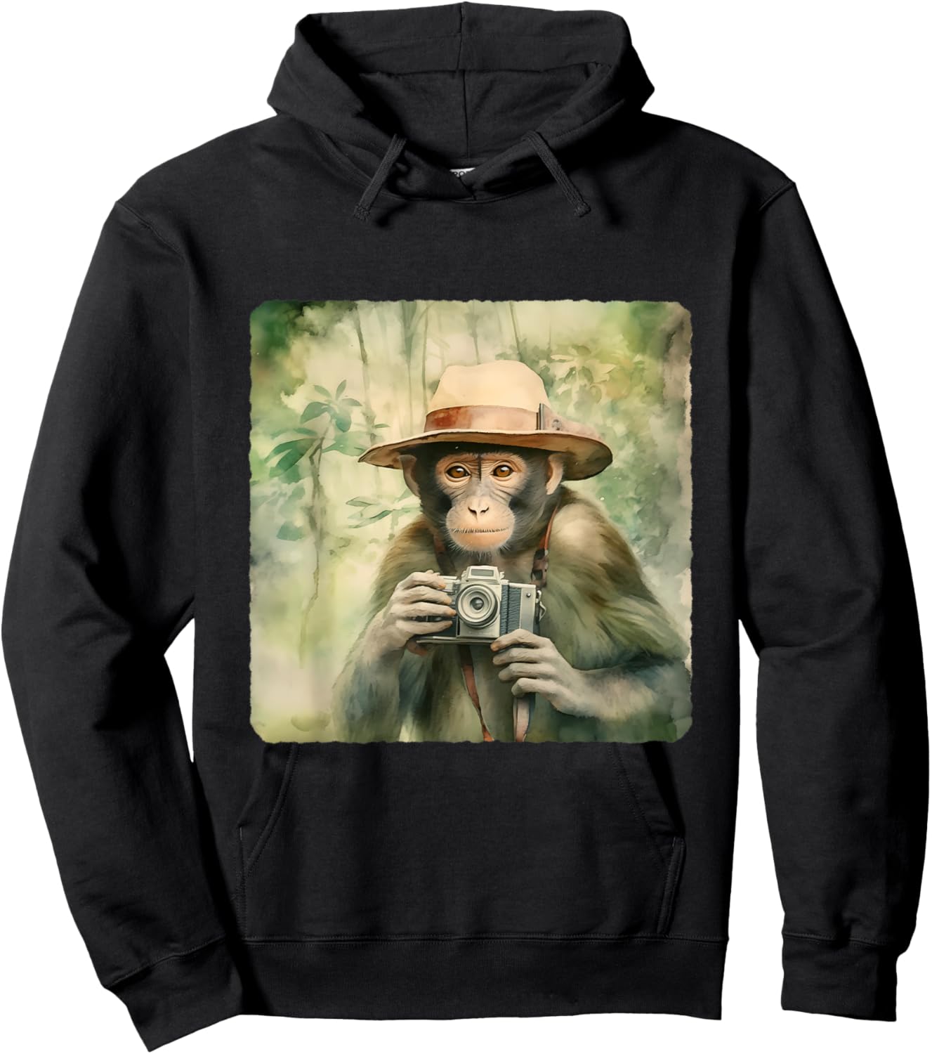 Photographer Monkey In The Jungle. Wildlife, Photography Hoodie - Hoodie | Black