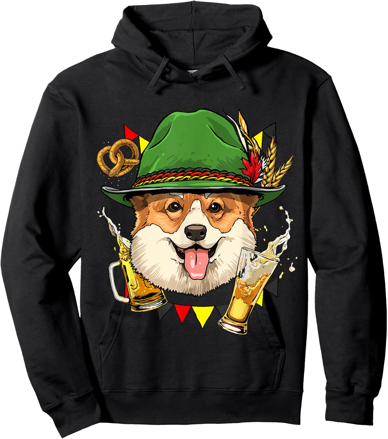 Oktoberfest Corgi Dog Germany Beer Fest German Corgi Lover Hoodie - Hoodie | Black