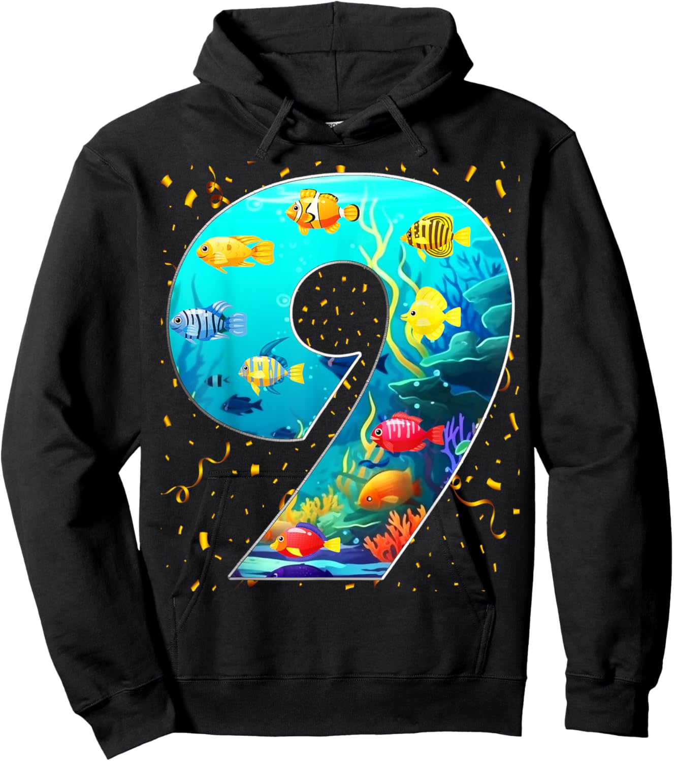 9th Birthday Party 9 Year Old Sea Fish Aquarium Birthday Boy Hoodie - Hoodie | Black