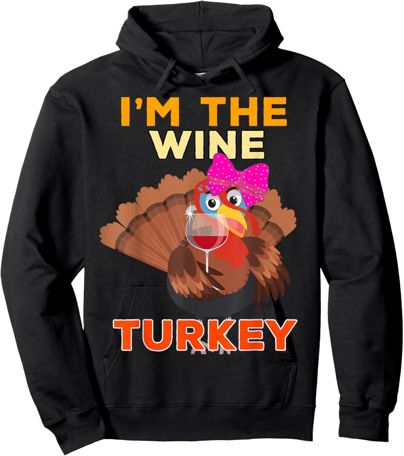 Wine Turkey for Family Group Matching Thanksgiving Costume Hoodie - Hoodie | Black