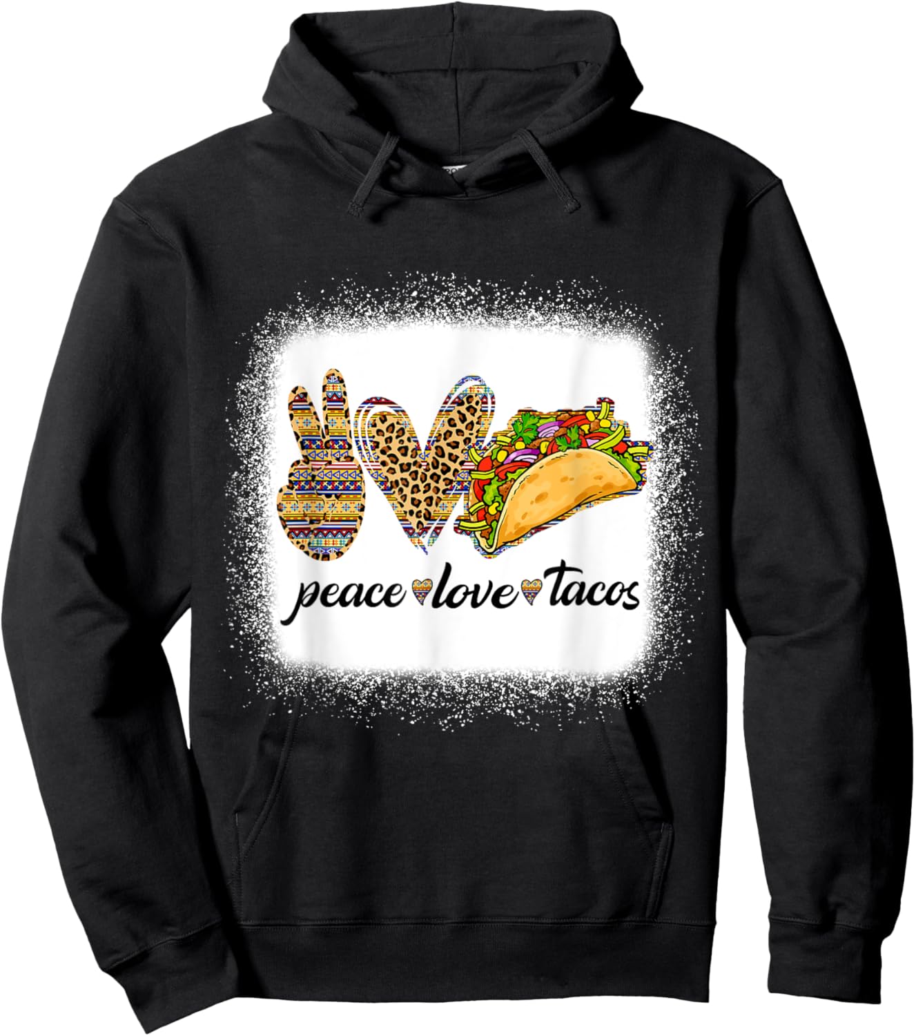Peace Love Tacos Shirt Cute Taco Tuesday Mexican Food Lovers Hoodie - Hoodie | Black