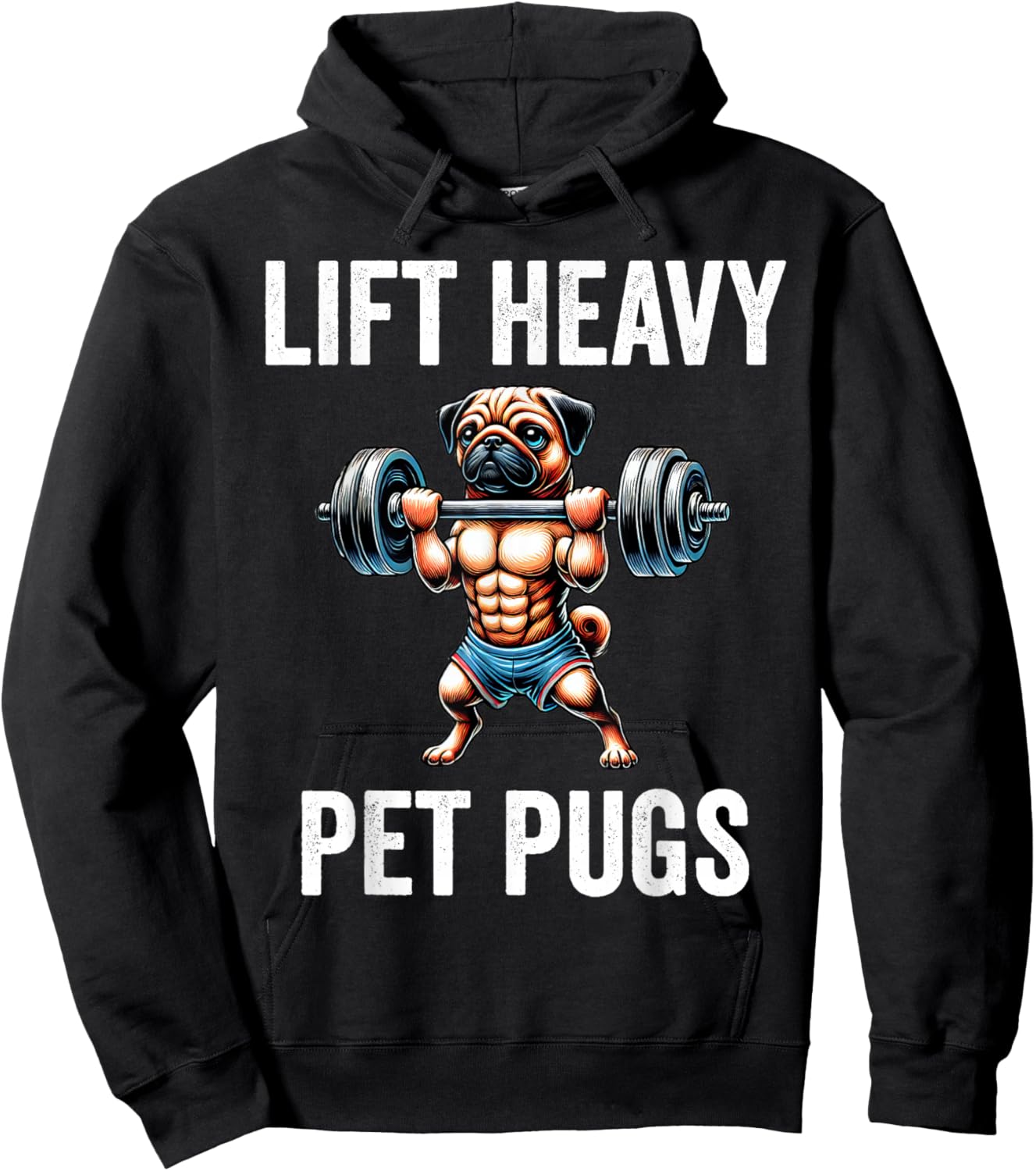 Lift Heavy Pet Pugs Funny Gym Workout Weight Lifter Hoodie - Hoodie | Black