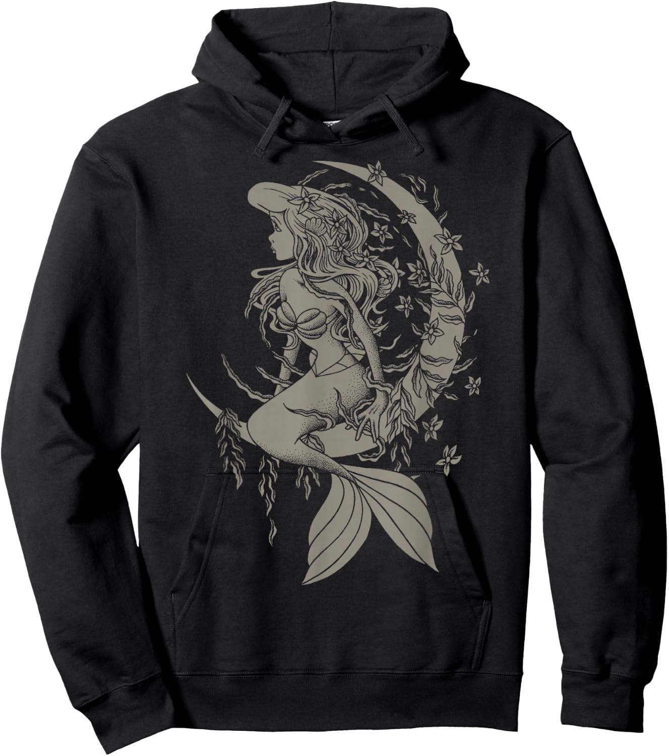 Disney Little Mermaid Ariel Tattoo Style Portrait Hoodie - Hoodie | Black
