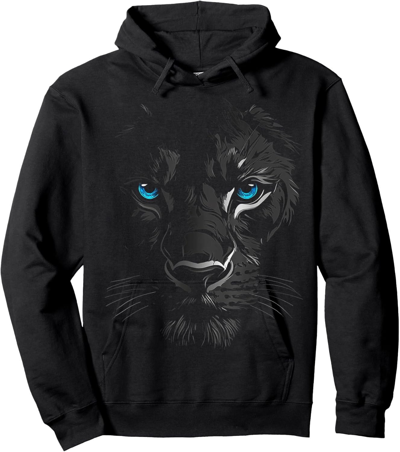 Lion Animal Graphic Blue Eyes Illustration Lion Hoodie - Hoodie | Black