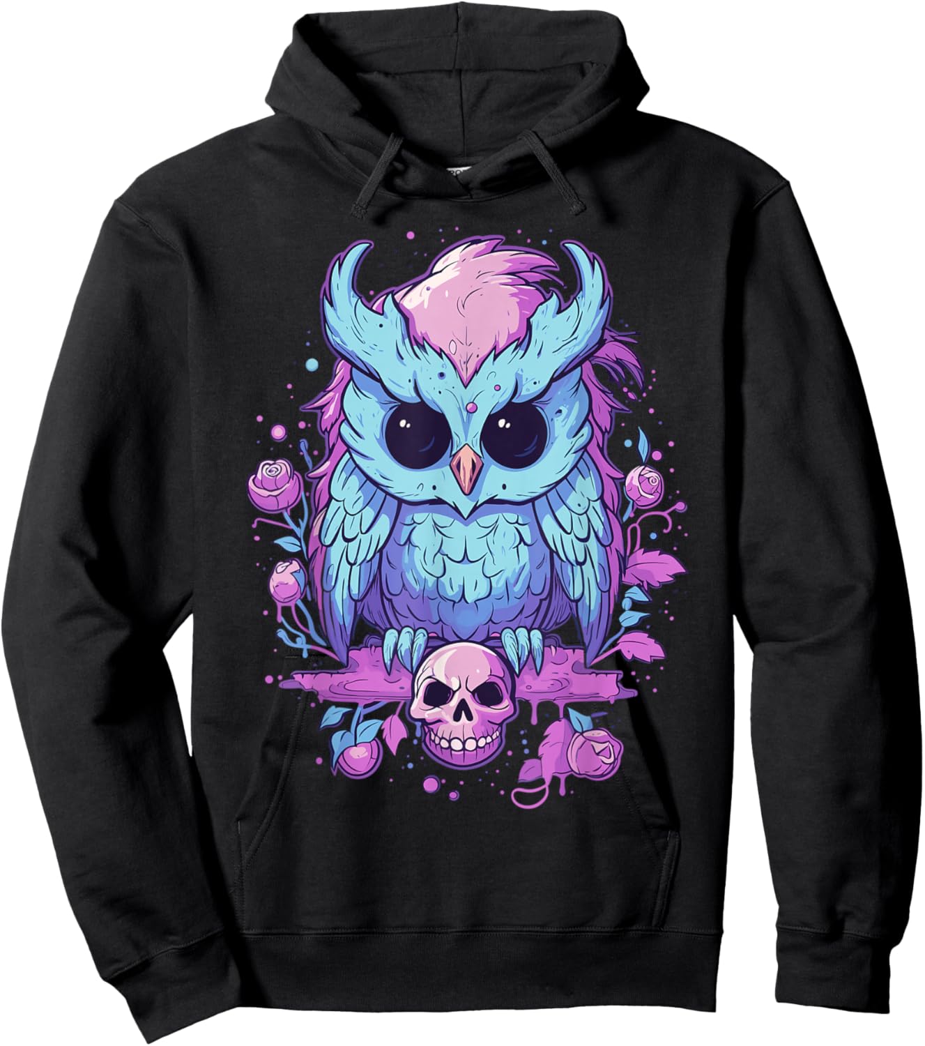 Pastel Goth Owl Kawaii Cute Creepy Halloween Anime Hoodie - Hoodie | Black