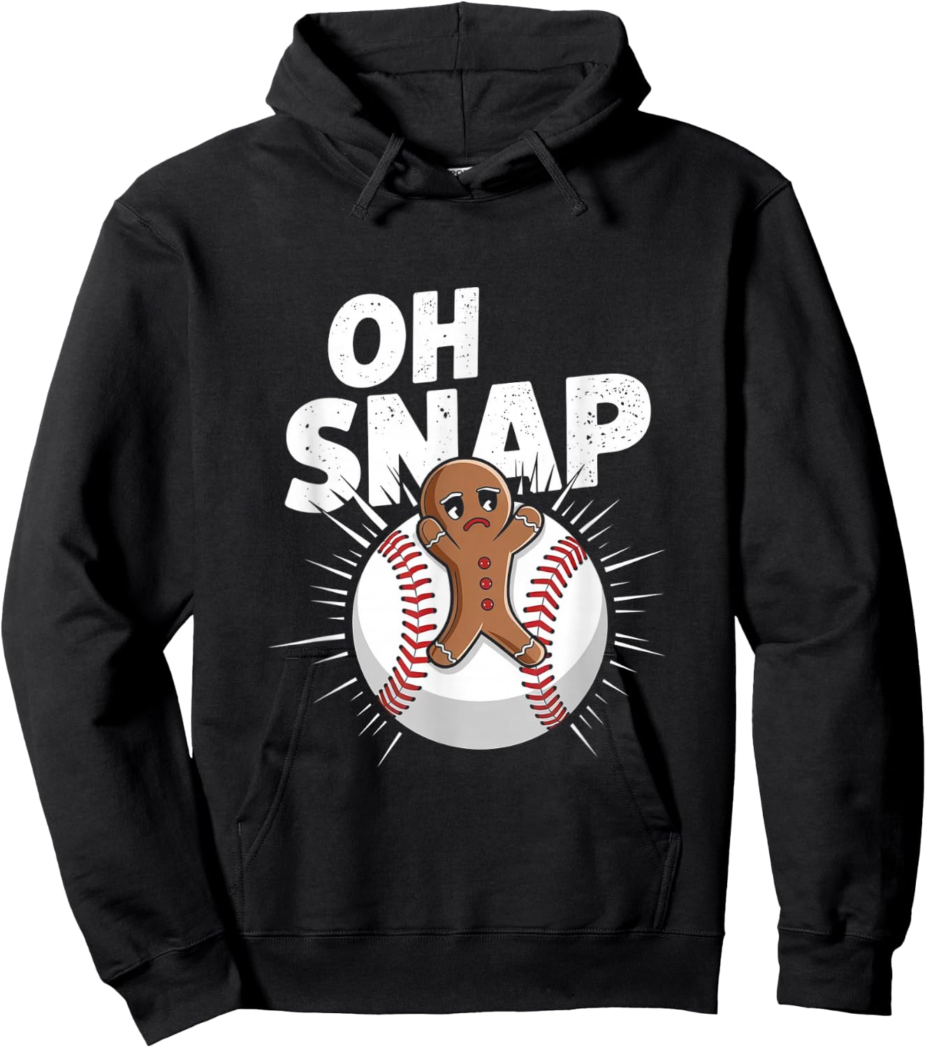 Oh Snap Christmas Baseball Gingerbread Hoodie - Hoodie | Black