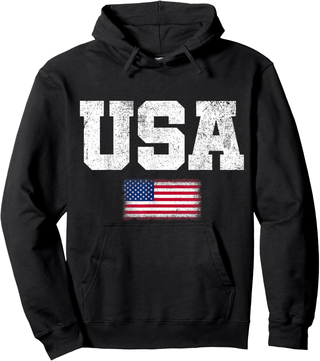 USA Men Women Patriotic American US Flag July 4th Hoodie - Hoodie | Black
