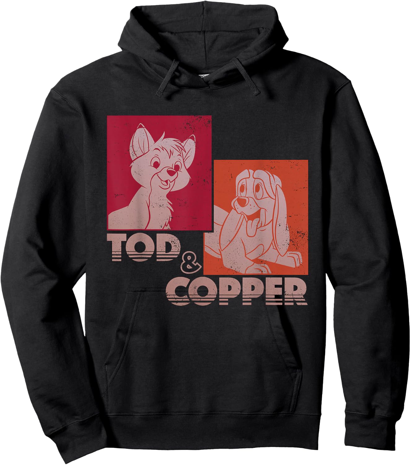 Disney The Fox and The Hound Tod & Copper Retro Small Hoodie - Hoodie | Black