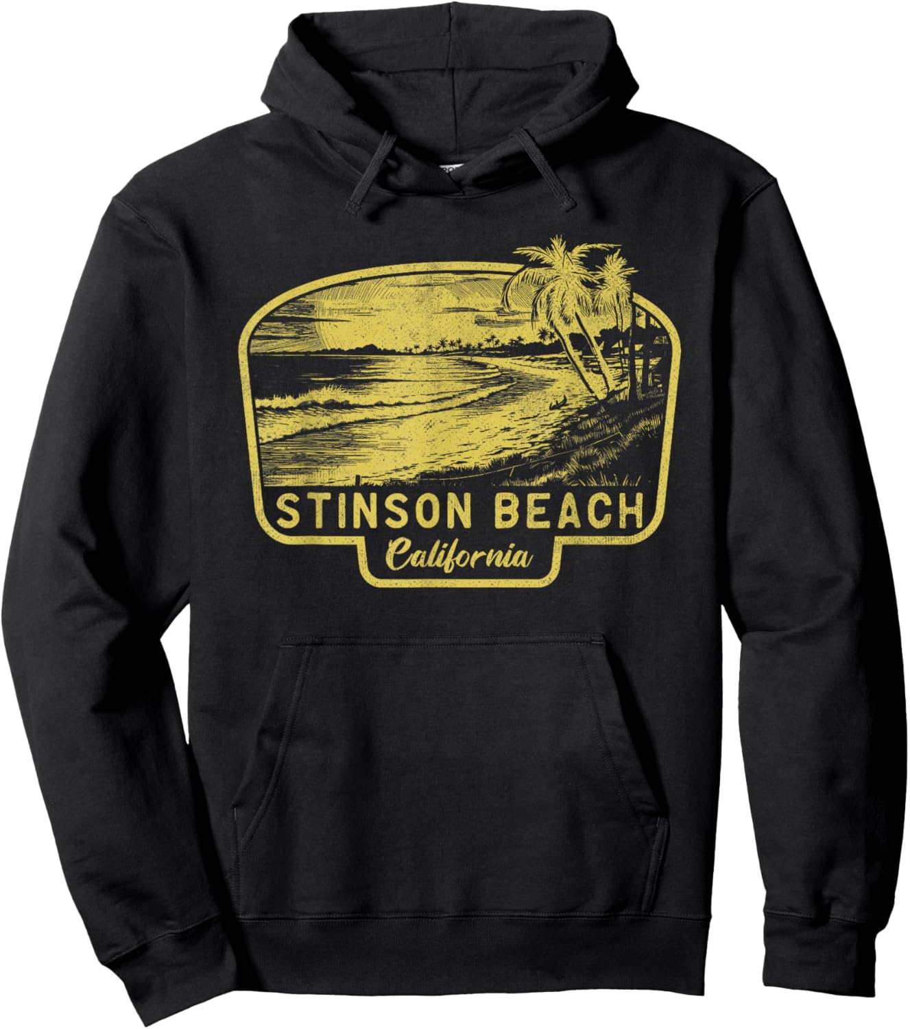 Stinson Beach California Beach Surf Vintage Blue Men Women Hoodie - Hoodie | Black