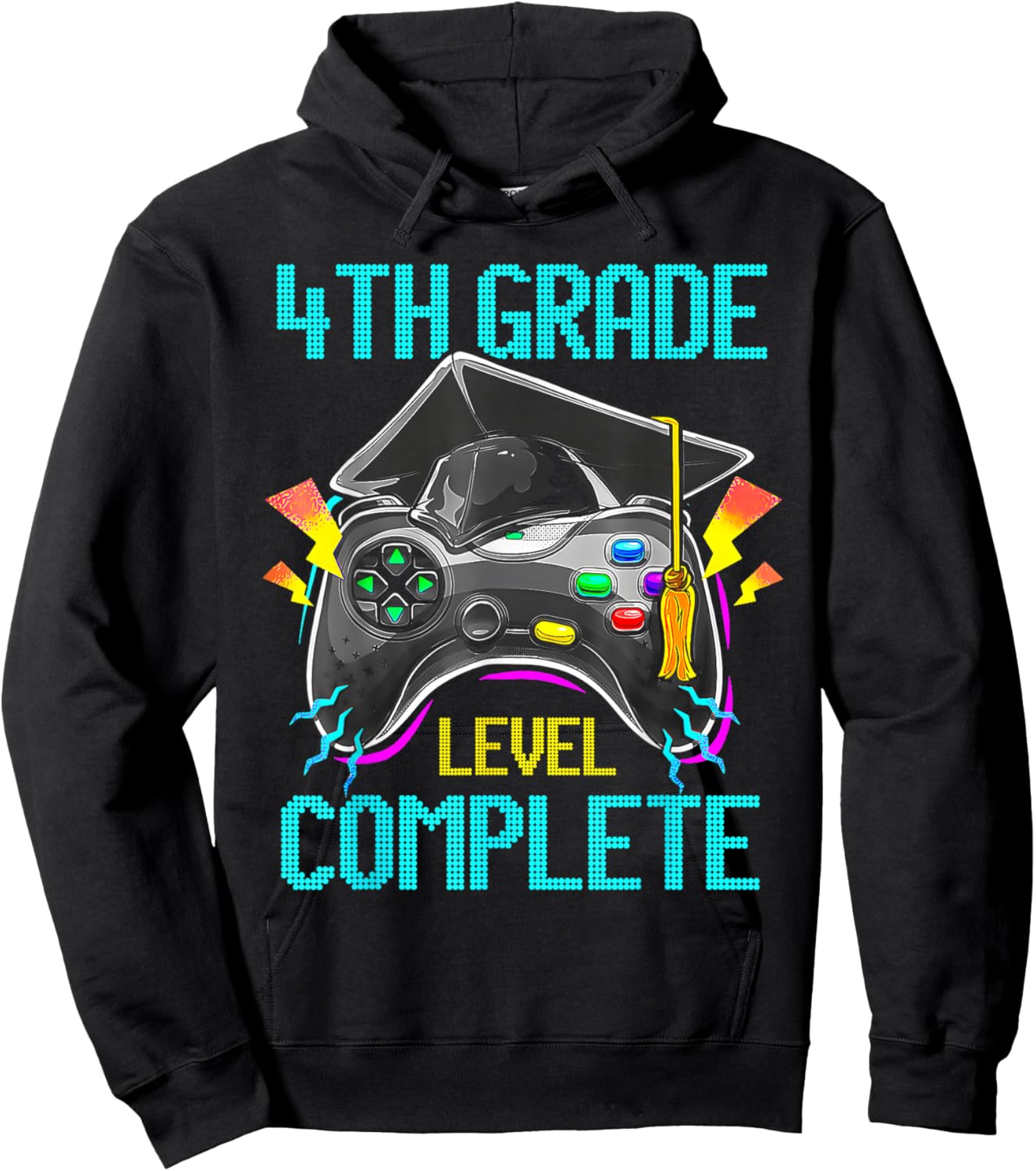 4th Grade Level Complete Last Day Of School Graduate Boys Hoodie - Hoodie | Black