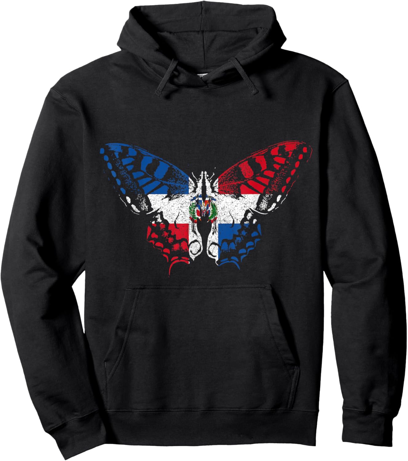 Dominican Republic Pride Butterfly Dominican Flag Vintage Hoodie - Hoodie | Black