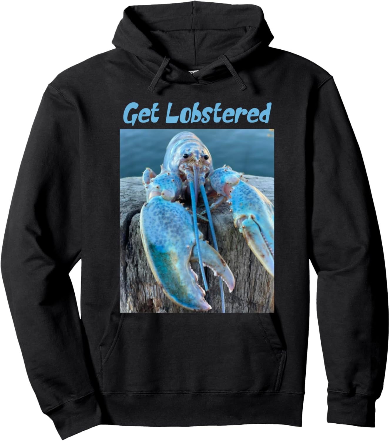 Funny Jumpscare Lobster Meme Blue Crustacean Hoodie - Hoodie | Black