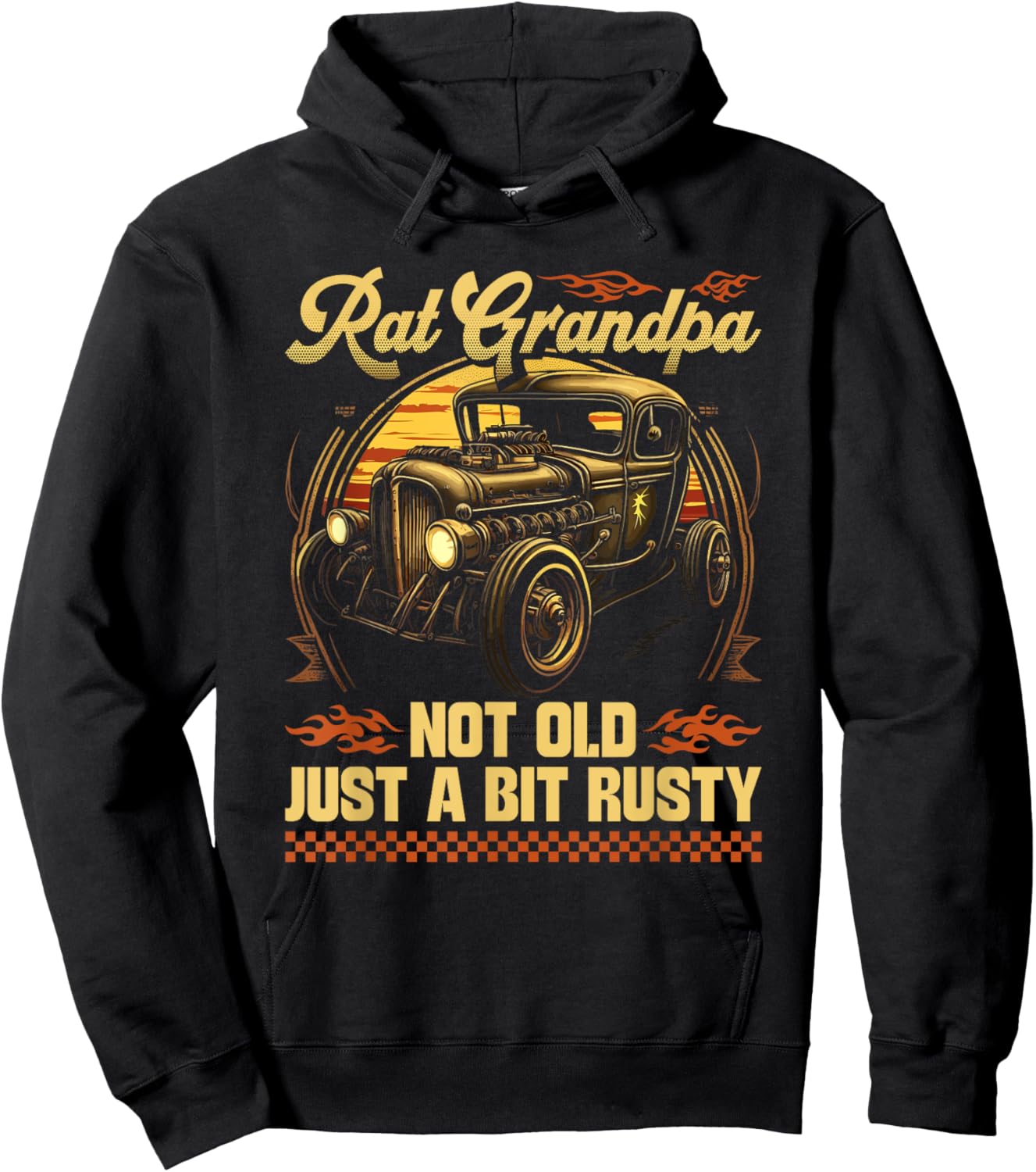 Hot Rod Grandfather Quote, Vintage Rat Rod Grandpa Hoodie - Hoodie | Black