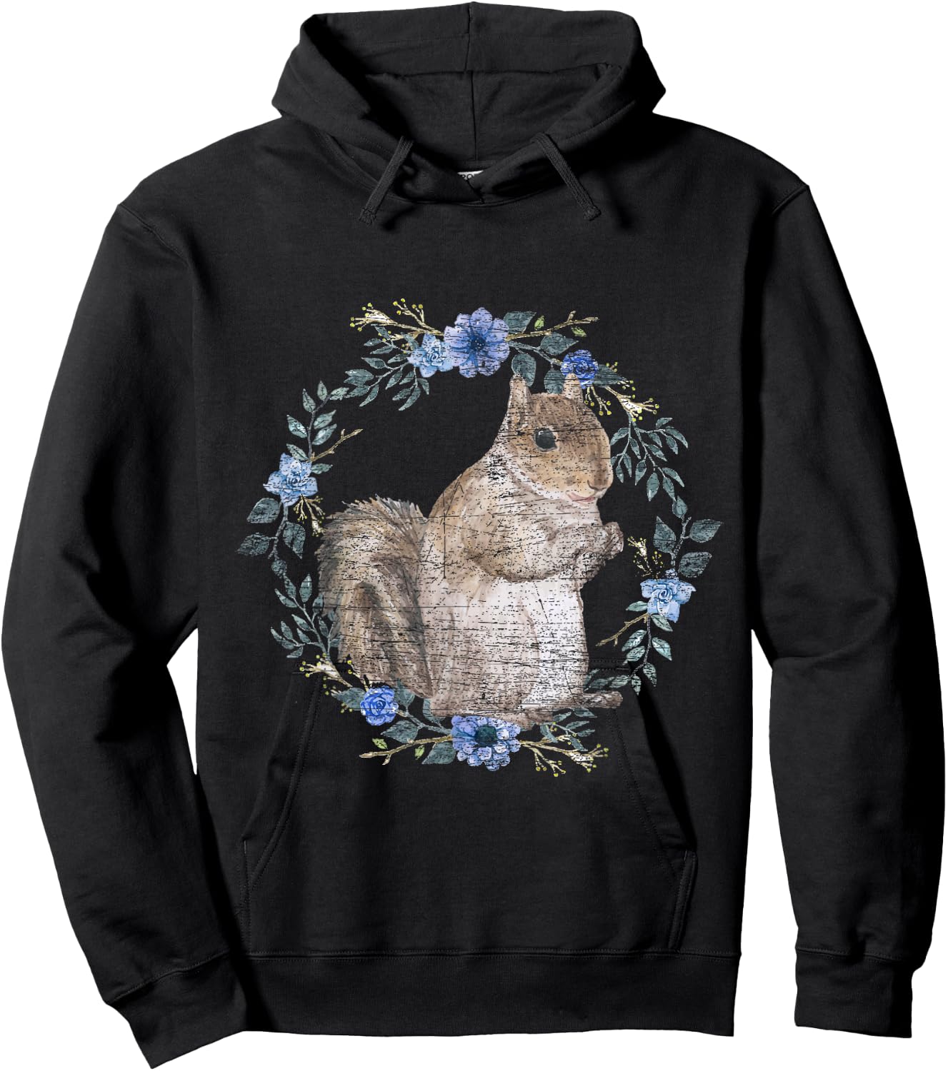 Flower Circle Animal Squirrel Hoodie - Hoodie | Black