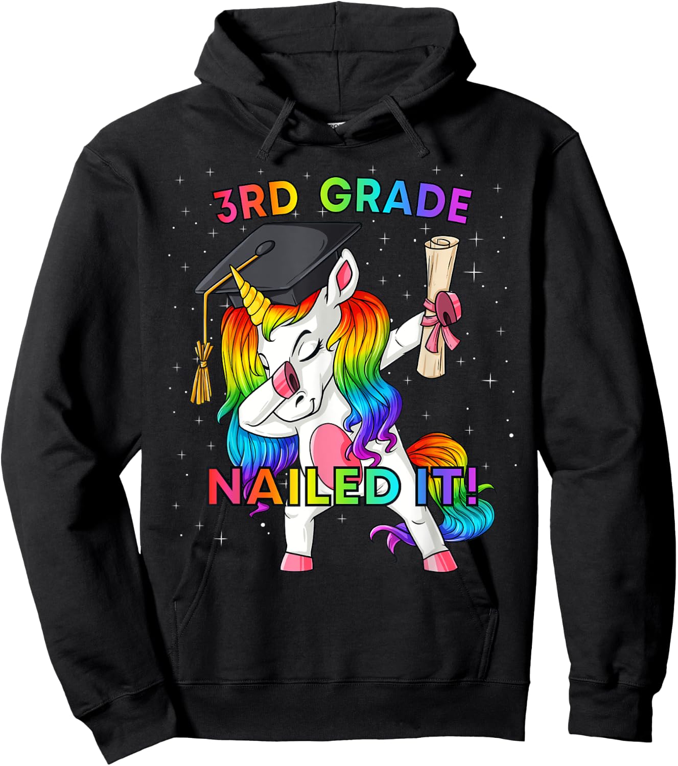 Dabbing Unicorn 3rd Grade Nailed It Graduation Girls Kids Hoodie - Hoodie | Black