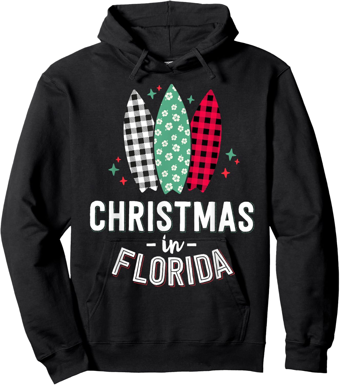 Christmas in Florida Family Vacation Tropical Beach Xmas Women Kids Hoodie - Hoodie | Black