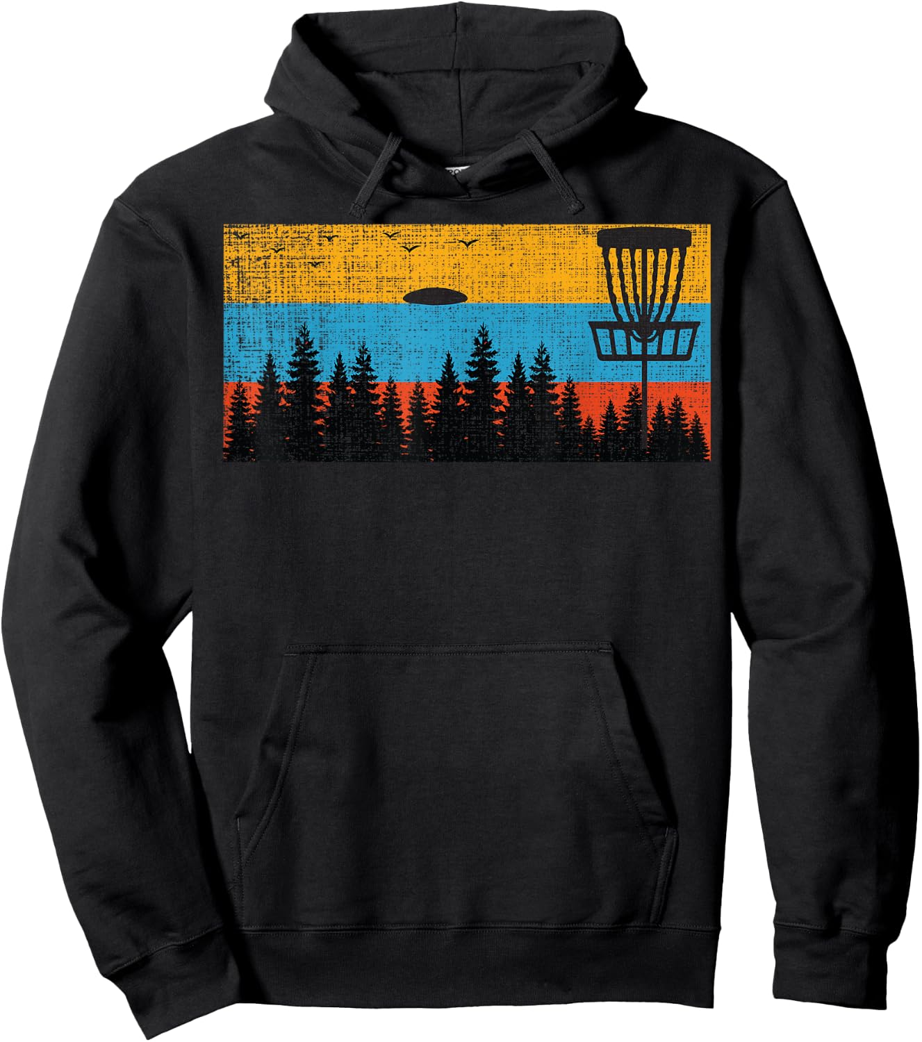 Retro Disc Golf Frolf Frisbee Vintage 70s 80s Style Hoodie - Hoodie | Black